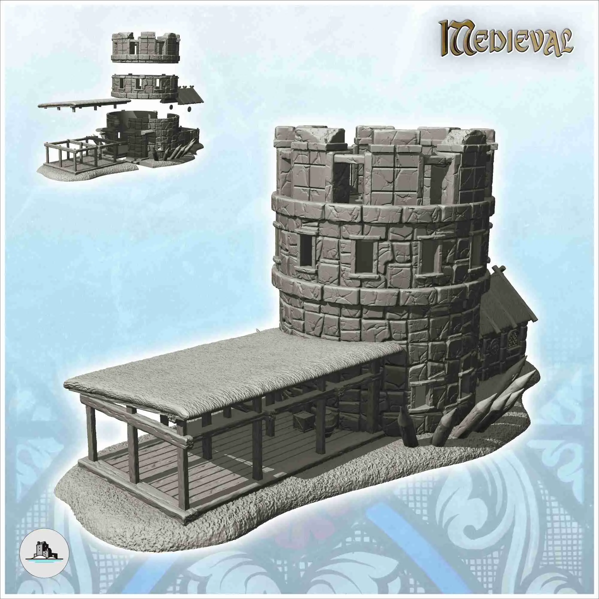 Pacchetto castelli medievali n. 1 - miniature warhammer scenario t