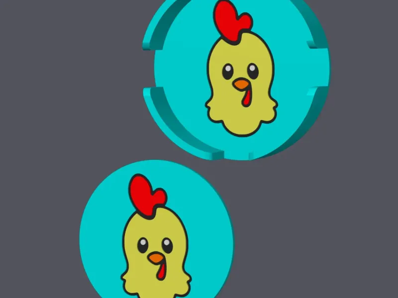 Rooster Head - Farm Animals - Round Coaster with holder