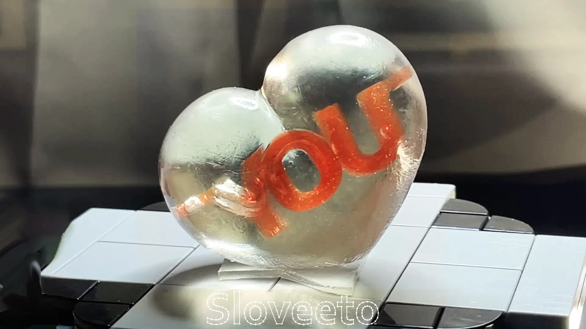 Love You Transparente Herz-Figur mit Innenbeschriftung
