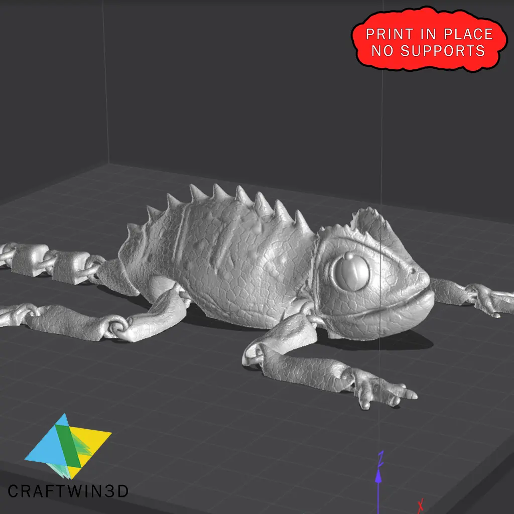 MODELO 3D CAMALEÓN ARTICULADO: ¡MANOS Y COLA MÓVILES!
