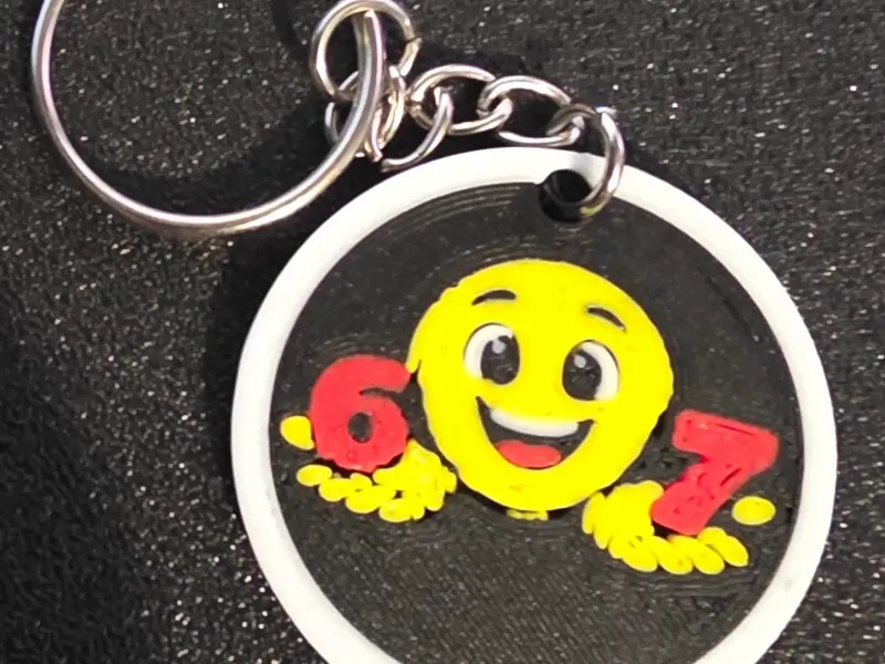 6 7 emoji keychain