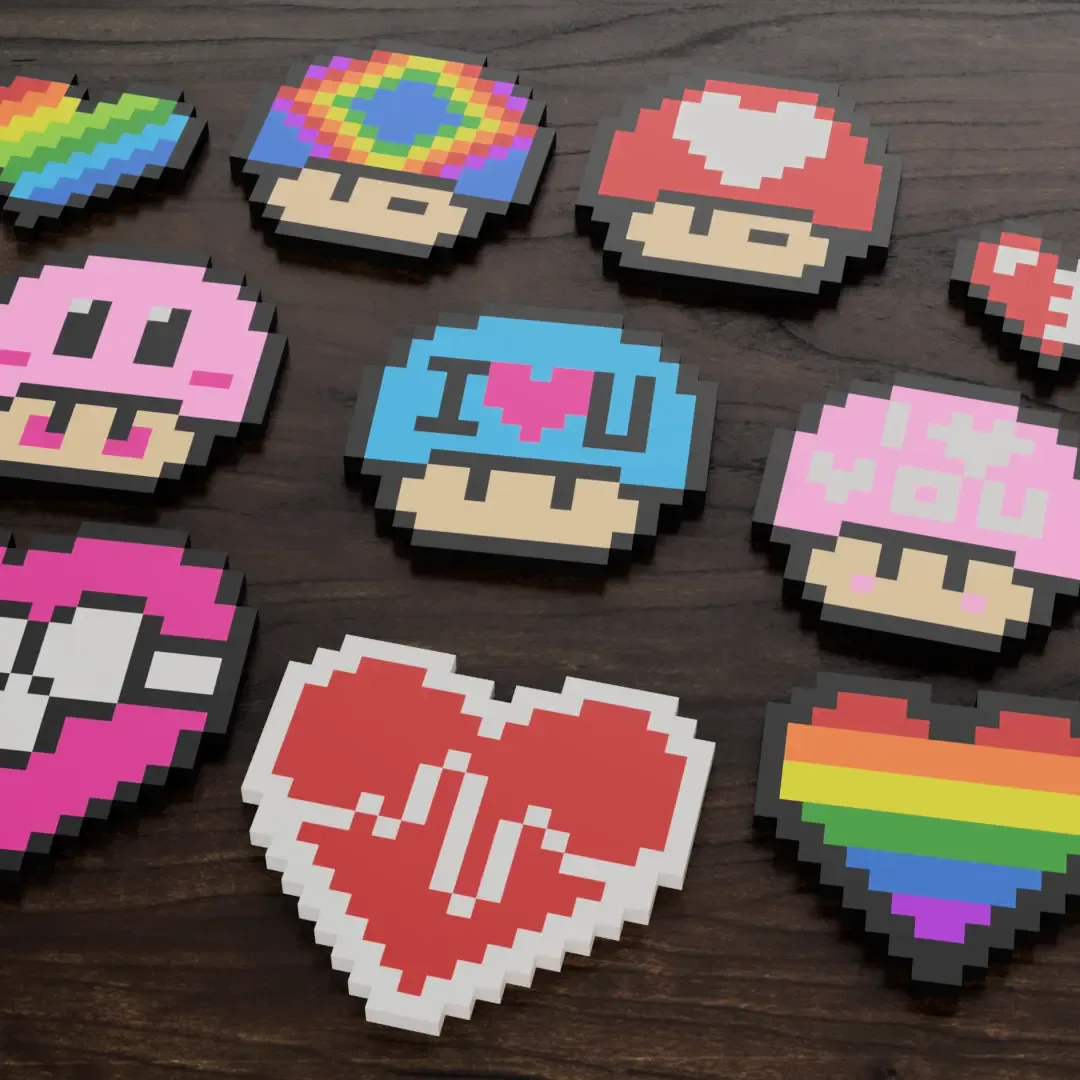 Multicolor Pixelated / 8Bit Valentine Gift Set