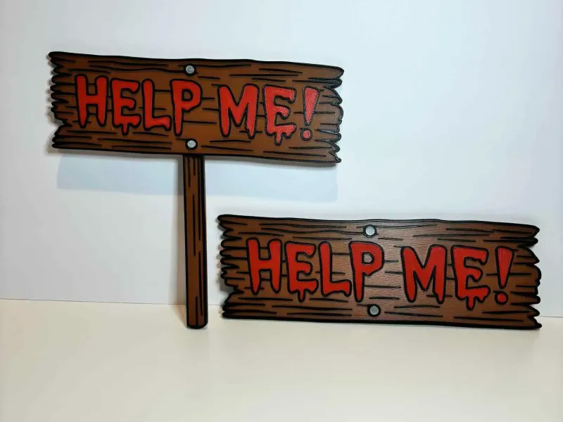 Hilf mir! Halloween-Schild (2 Versionen)