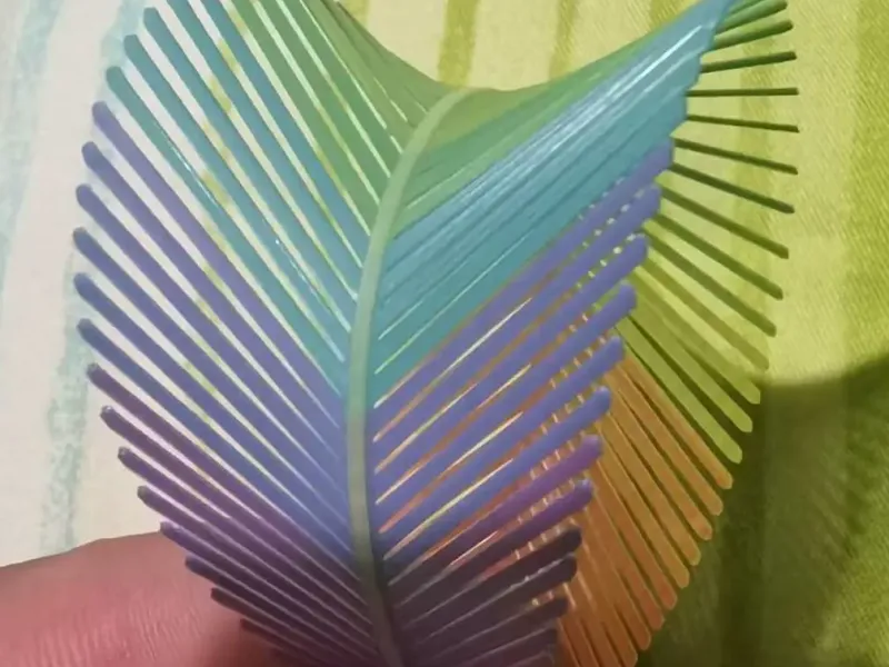 CMY 3color overprint Colorful small feather