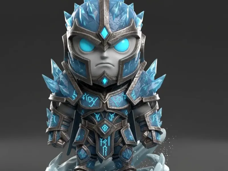 Ice Crystal Warrior Chibi Fantasy Miniature Statue