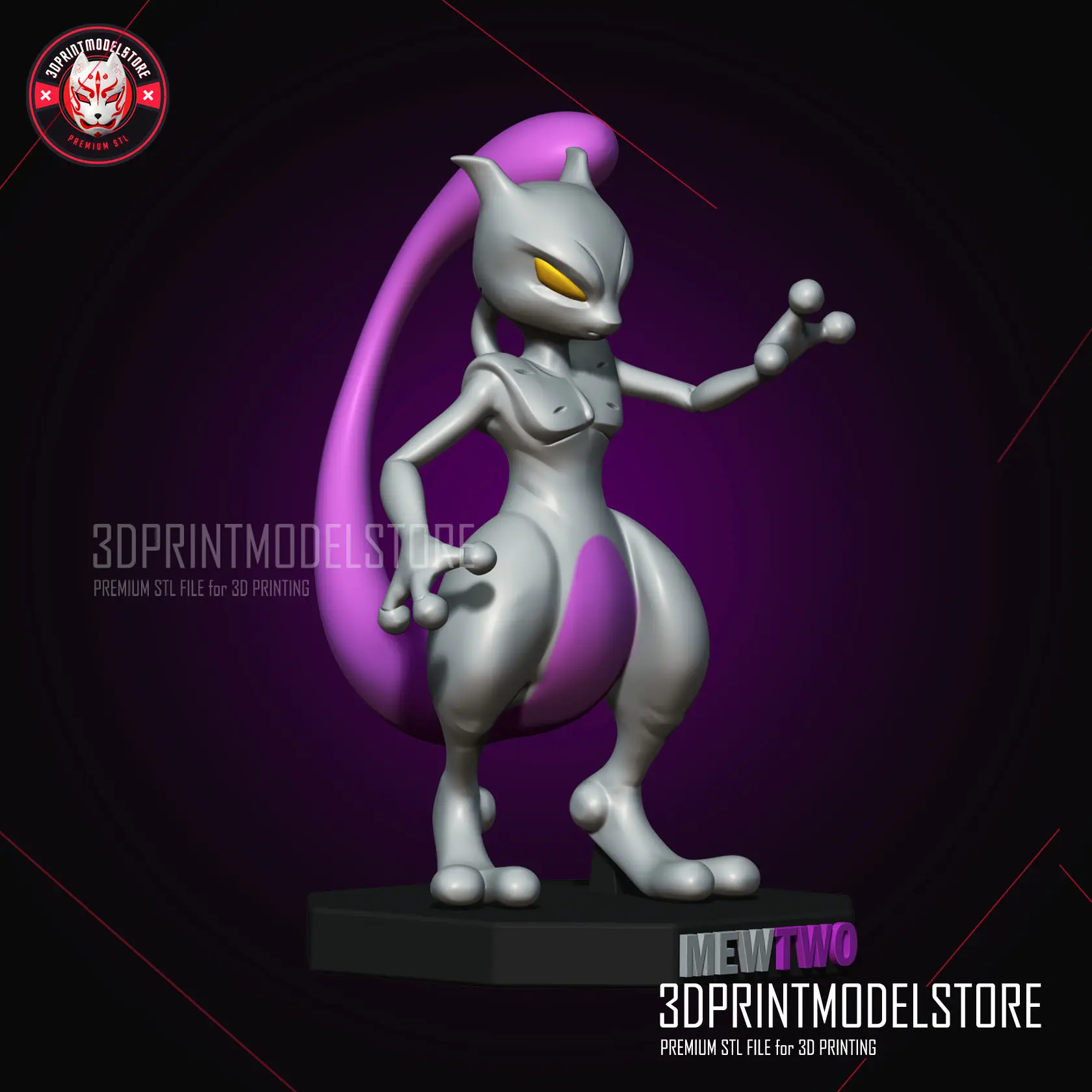 Statua del Pokemon Mewtwo - File STL premium