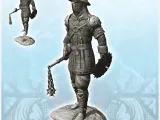 Heavy infantryman with small round shield and metal helmet (-0