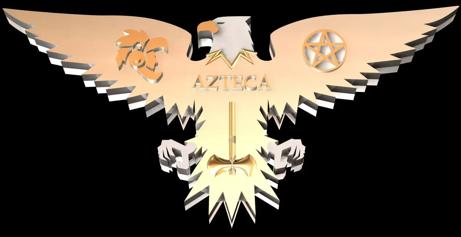 Azteca eagle pendant Pagan, pentagram,