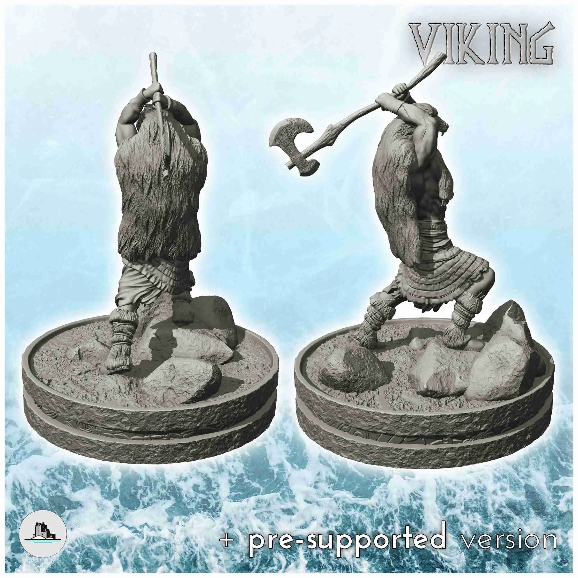 Viking warrior with axe and animal skin (3) - scenery mediev