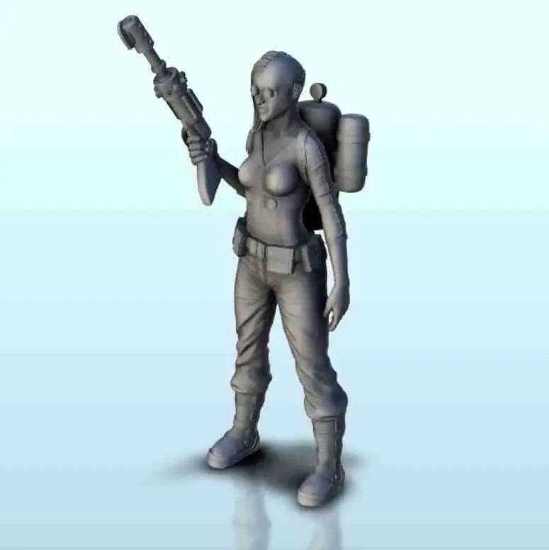 Punk woman with flamethrower 9 (+ supported version) - minia