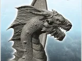 Dragon avec de grandes ailes debout sur un sol rocailleux - figurine mini-7