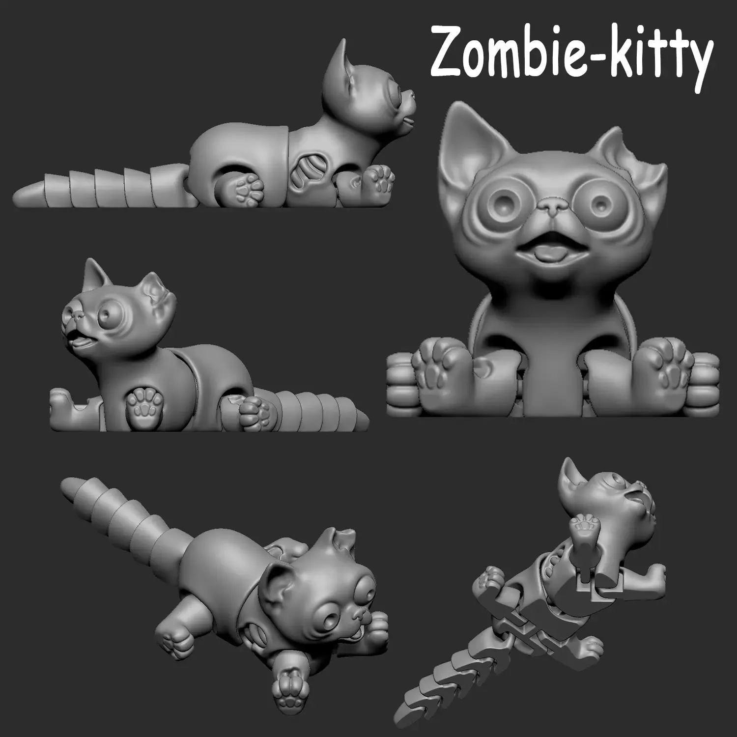 Zombie Cat the print in place flexi toy