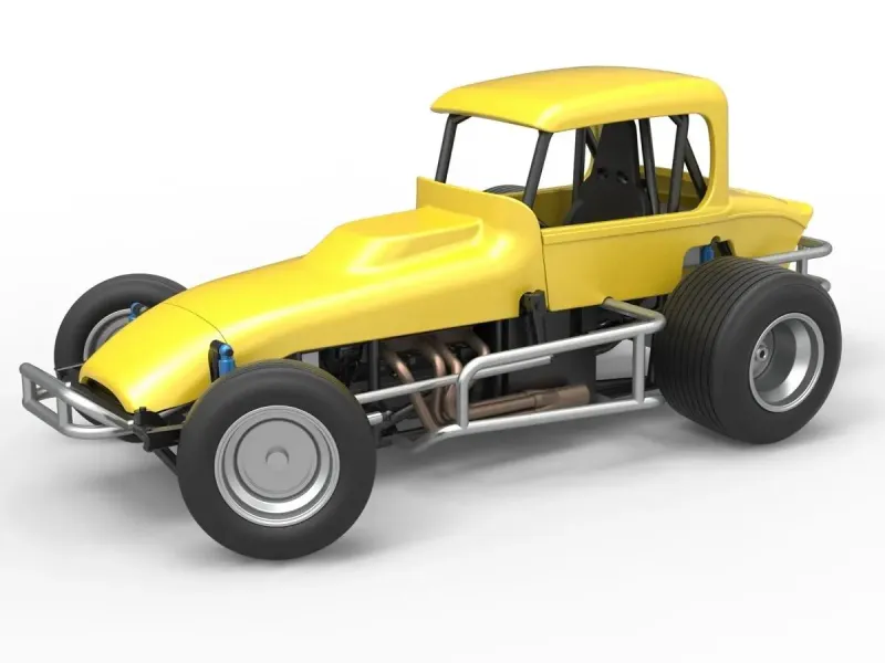 Vintage Sprint car while turning Version 2 Scale 1:25