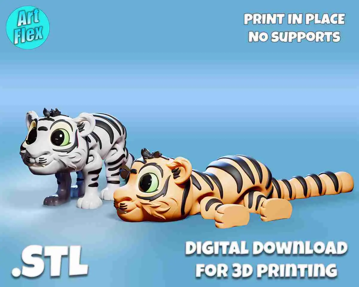 Cute Flexi Tiger Print In Place STL File