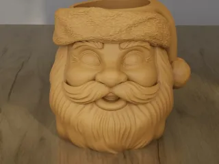 Santa Claus Head Planter Pot 3D Printable STL