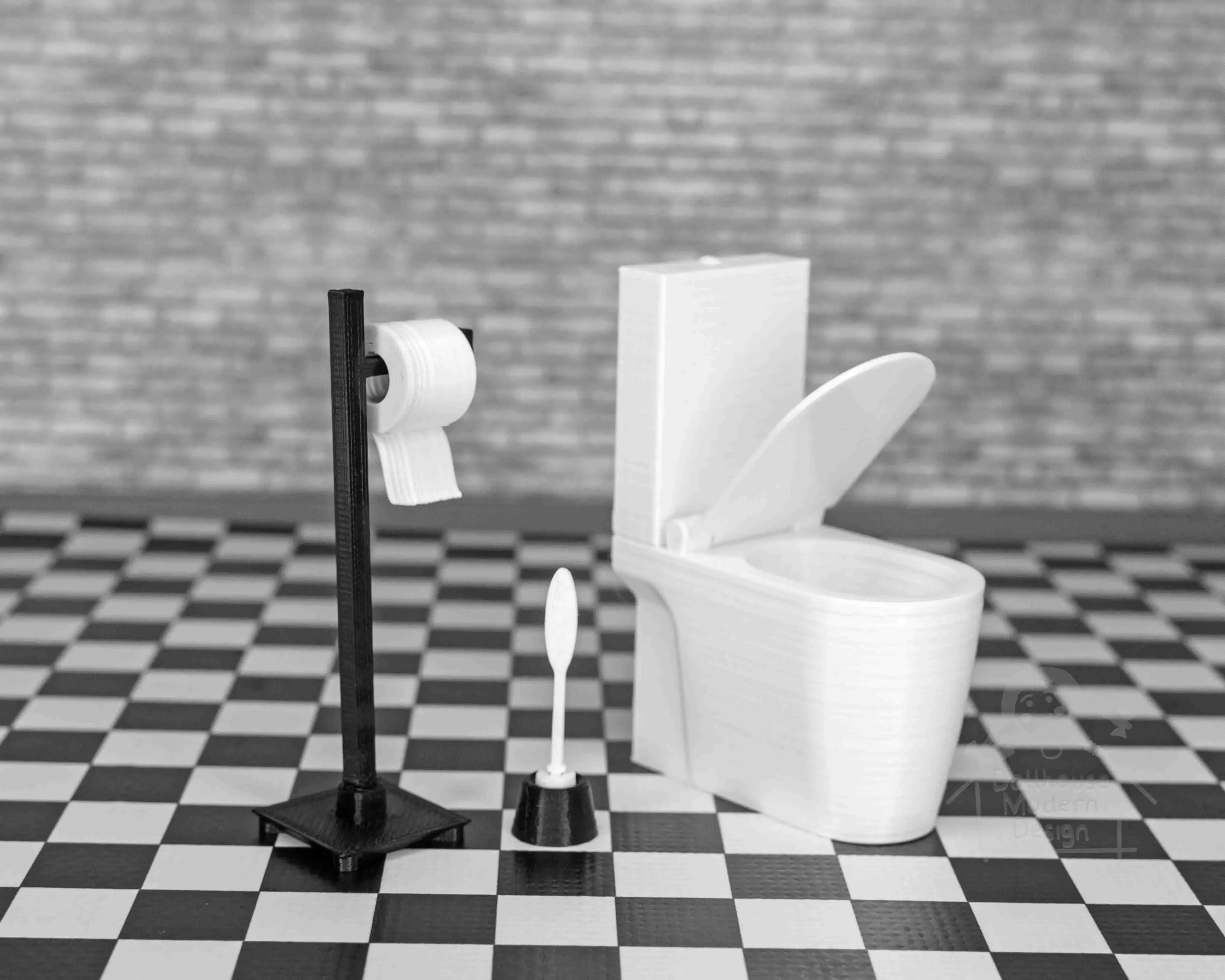Freestanding Toilet Paper Holder & Roll 1:12 Scale