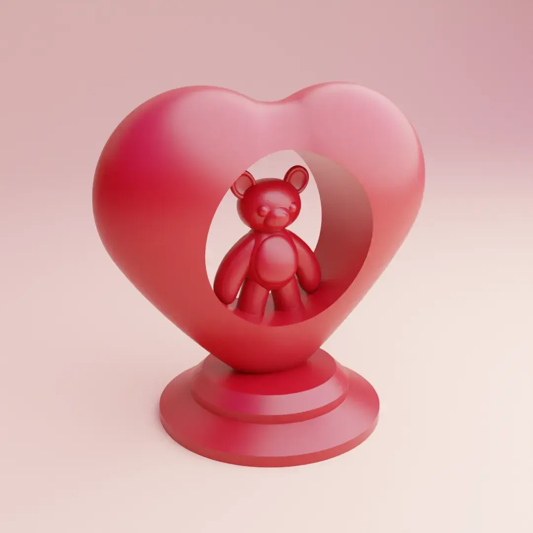 teddy bear inside a heart valentines decor