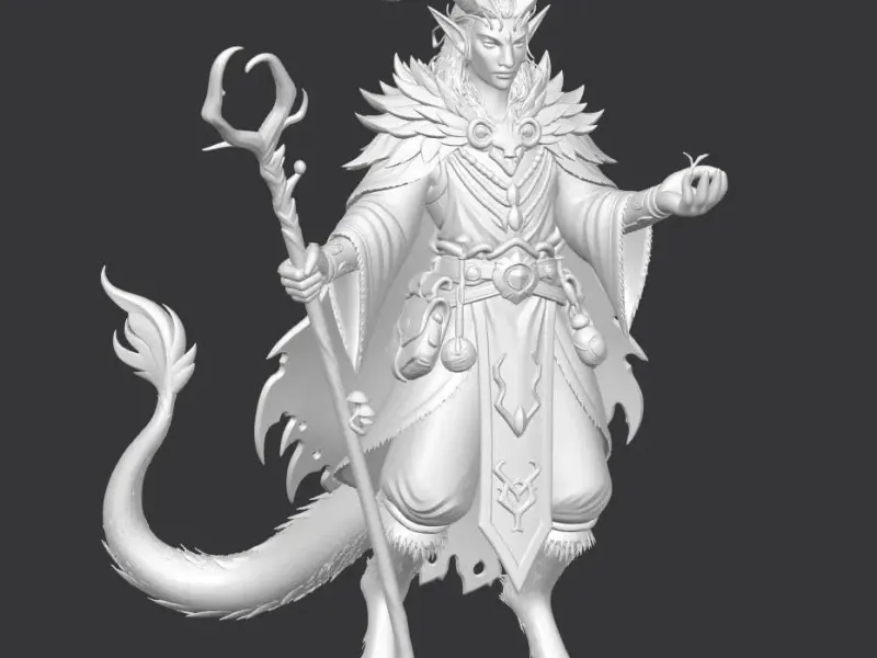 Druid tiefling D&D miniature
