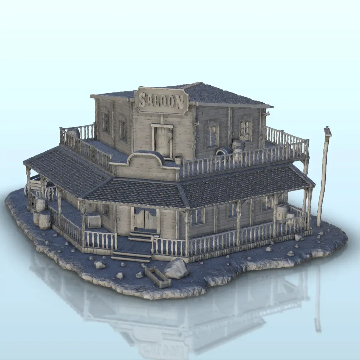 Large corner saloon with terraces - Terrain scenery West Old