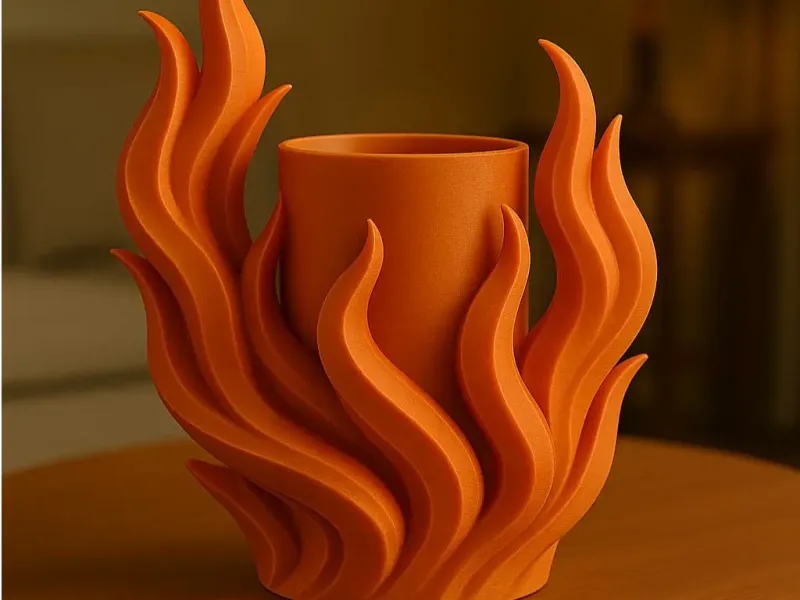 Flame Form Planter with Flowing Fire Design 3D Printable Art