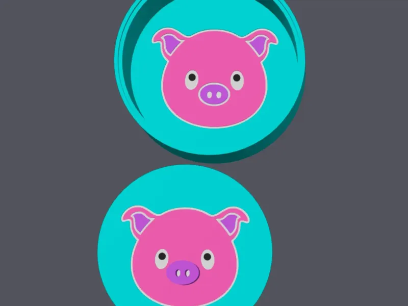 Pig Head - Farm Animals - Round Box