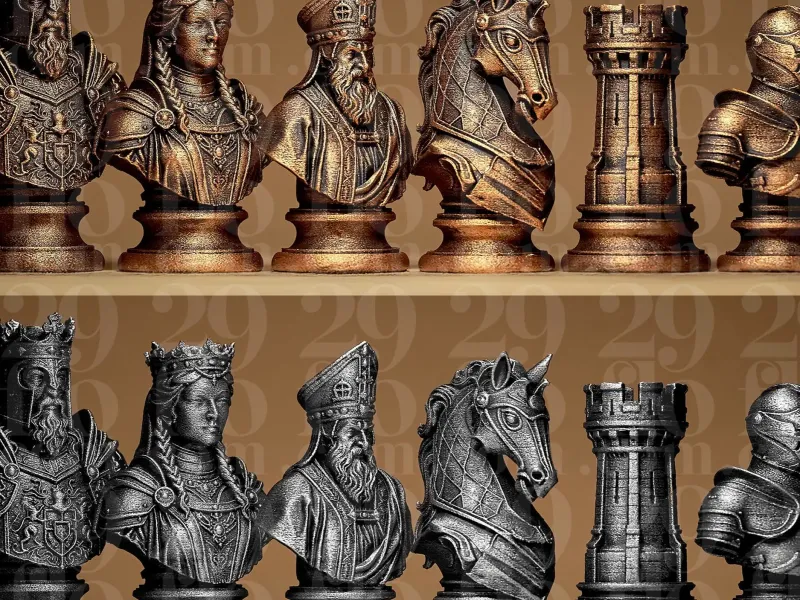Chess Set Medieval Stylized