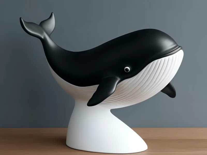 Sculpture de baleine sur socle – Figurine de décoration intérieure
