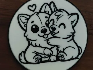 Corgi hug Corgi Coaster