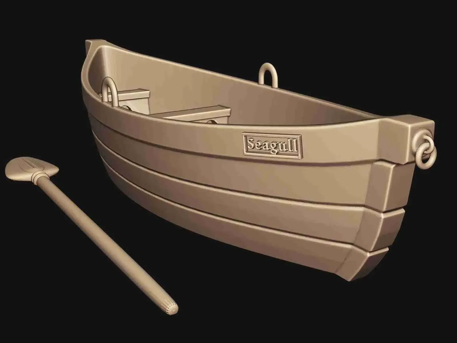 Small Rowing Boat With Paddle