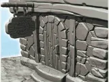 Medieval house with zinc drain pipes, canvas awning, entranc-6