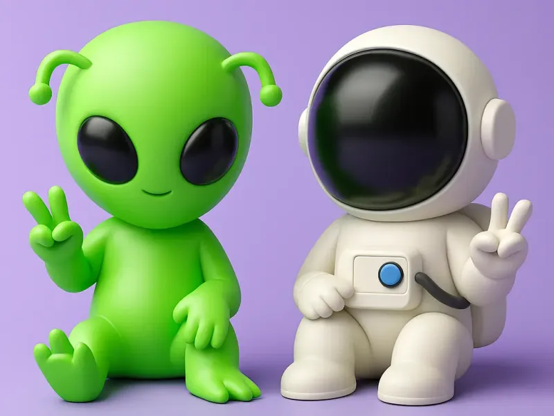 Alien y astronauta amigos