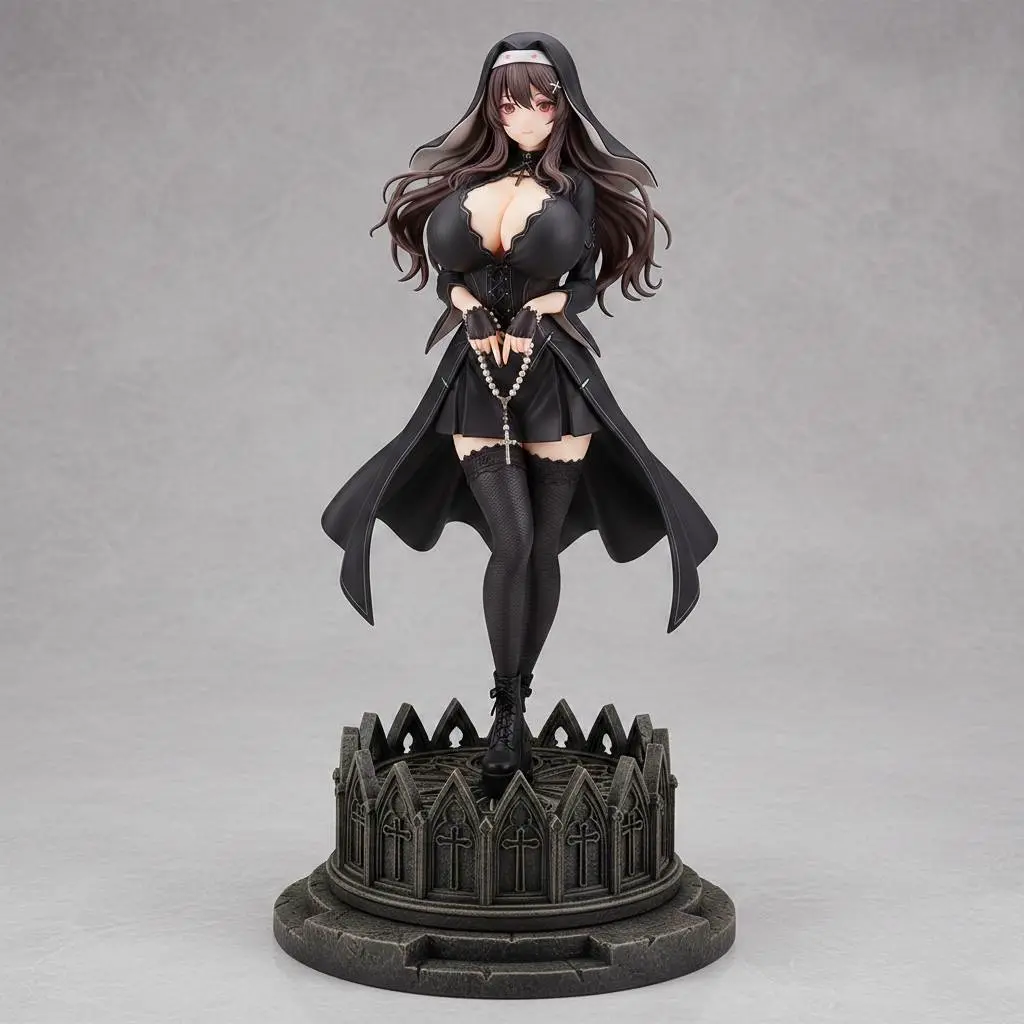 Gothic Nun Anime Girl – Dark Glamour Pose Ecchi Figurine