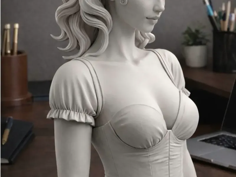 Busto femenino elegante con cabello fluido