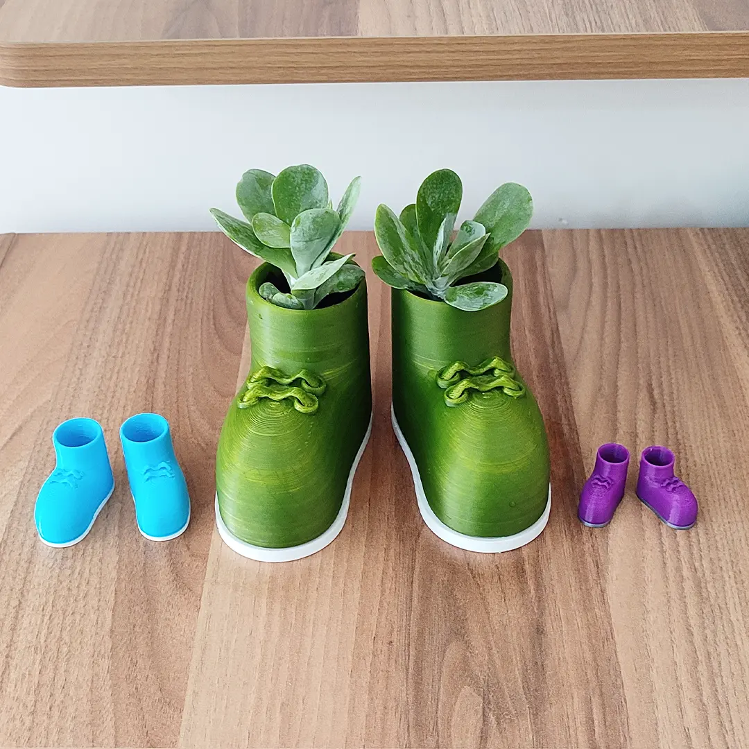 SHOE-LOOK FLOWERPOT AND PENCIL CASE