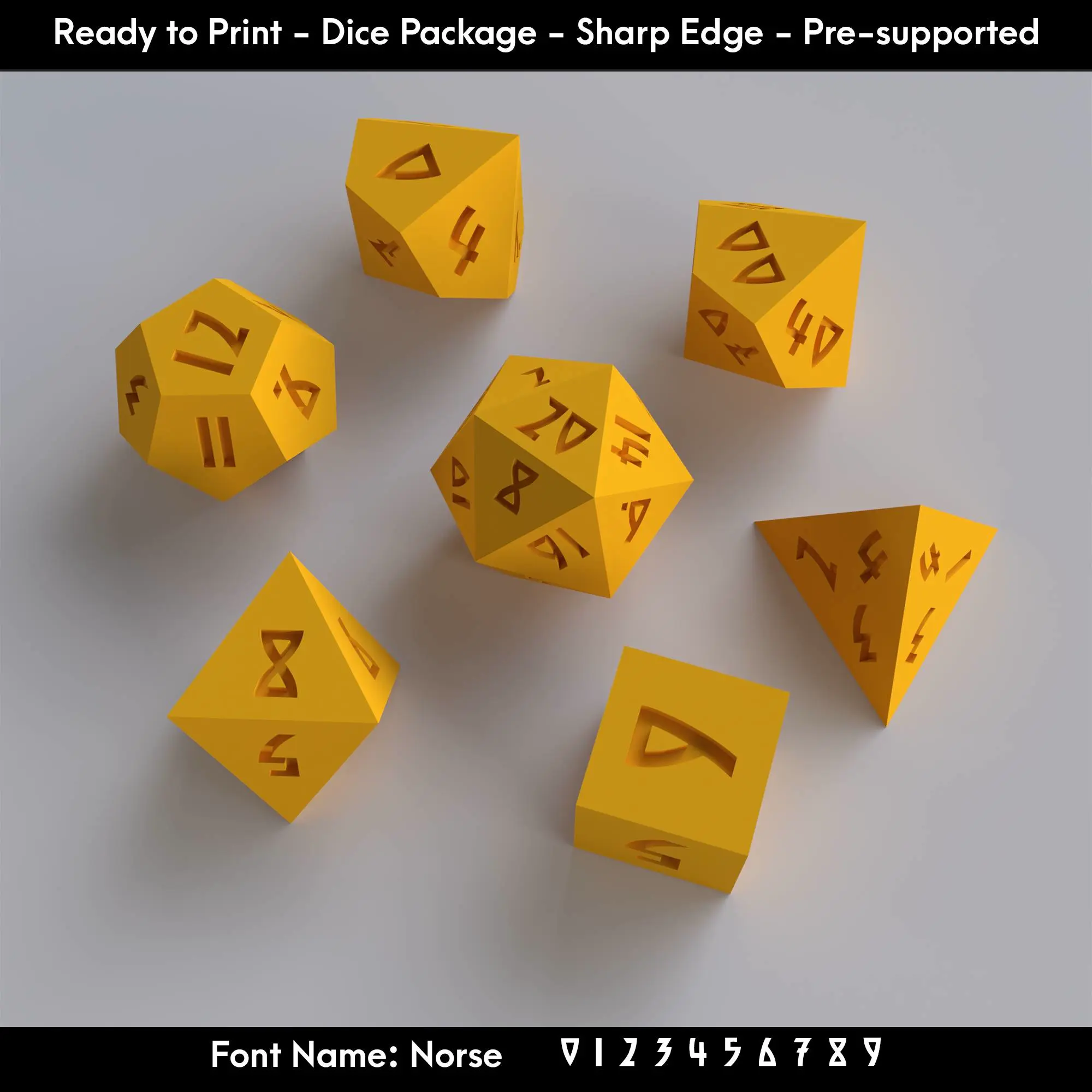 Dice Masters – Ready to Print - 7 Piece Set – Norse Font