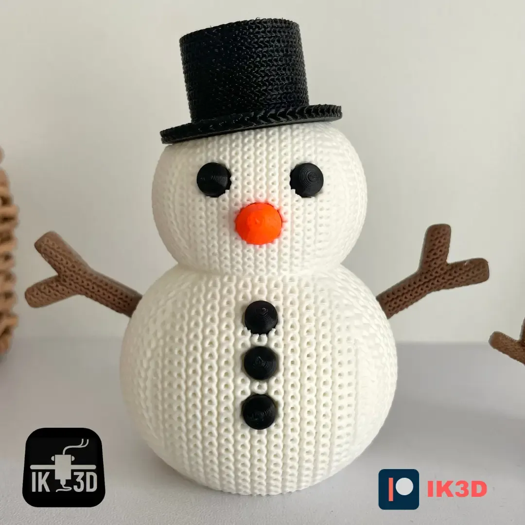 KNITTED SNOWMAN FIGURINE AND ORNAMENT - MULTIPARTS