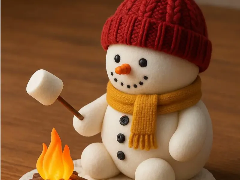 Cozy Snowman by the Fire
