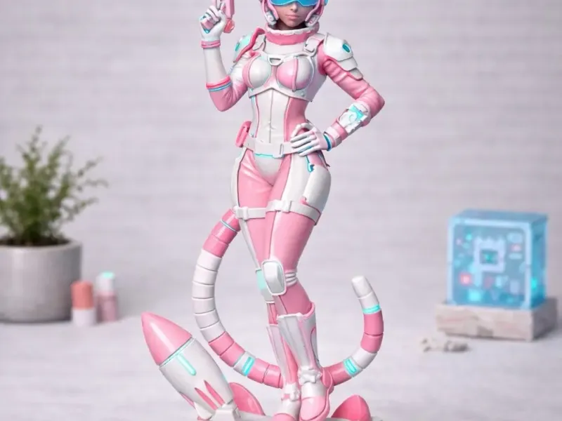 Cute Space Cat Girl Figurine