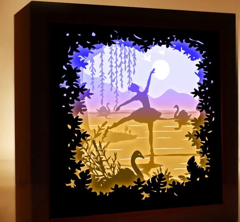 Dance of the Ballet from Swan Lake light box (shadow box)