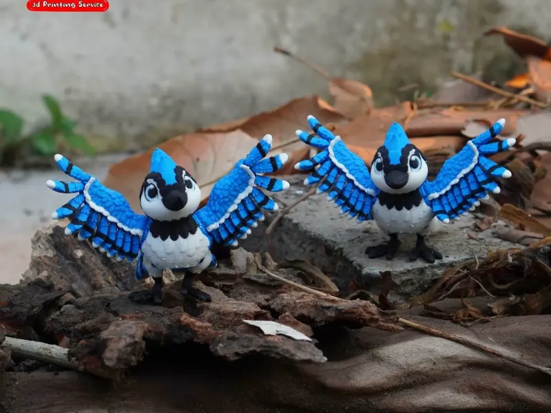 Impresión in situ de adorable pájaro azul flexible