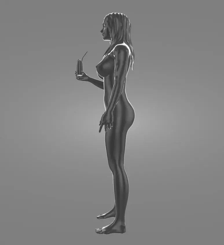 Beach Nudist Girl with a cocktail