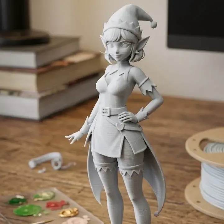 anime style christmas elf girl