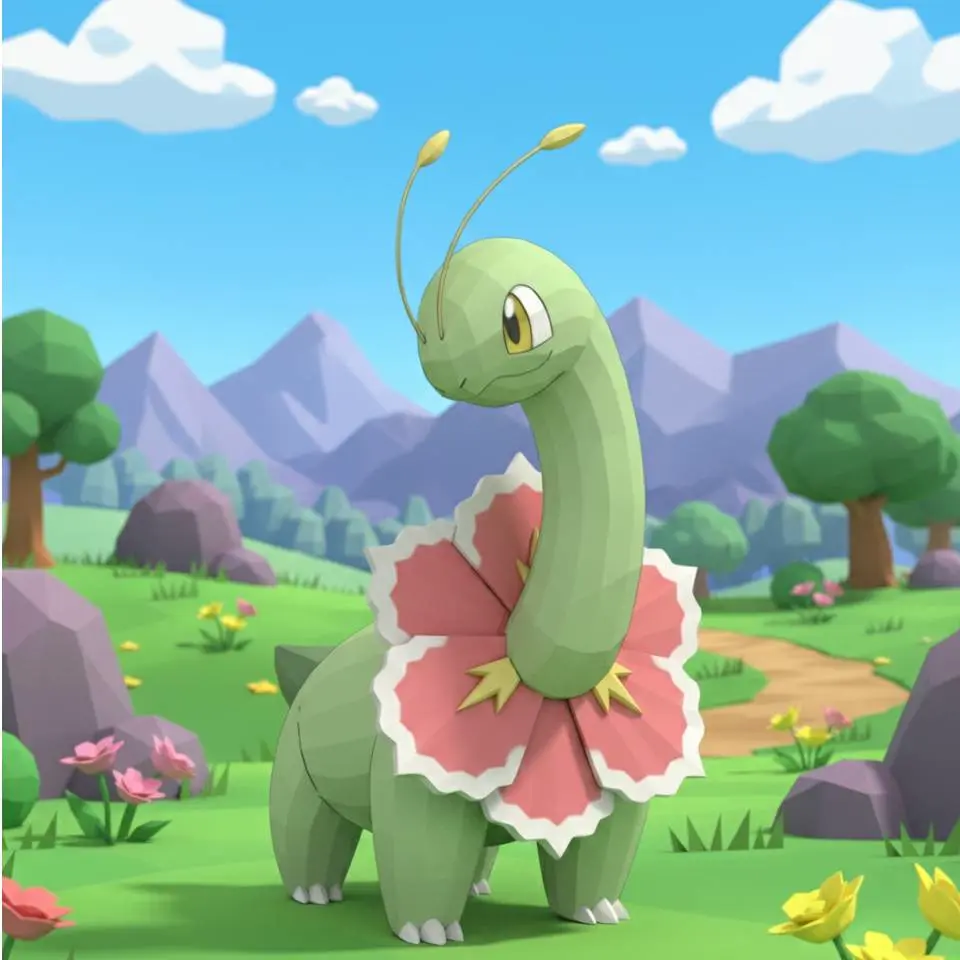 #0154 Meganium– Low-poly Pokémon
