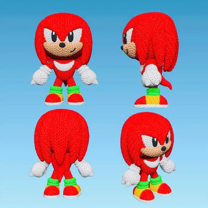 Sonic Knuckles Crochet - Knitted - Multicolor 3D Printing