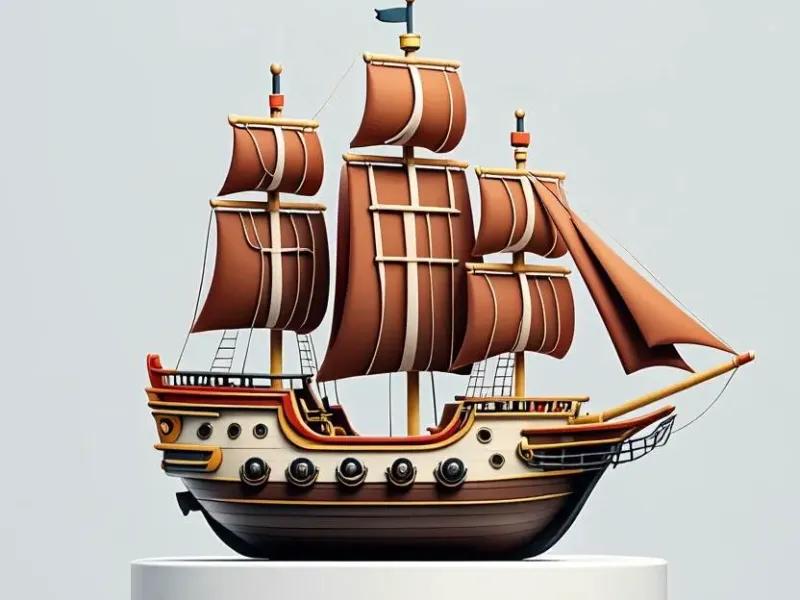 3278 Pirate Sailing Ship with Cannons  Style Minimalist  STL
