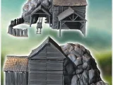 Medieval mine entrance with rails and mining building (8) --3