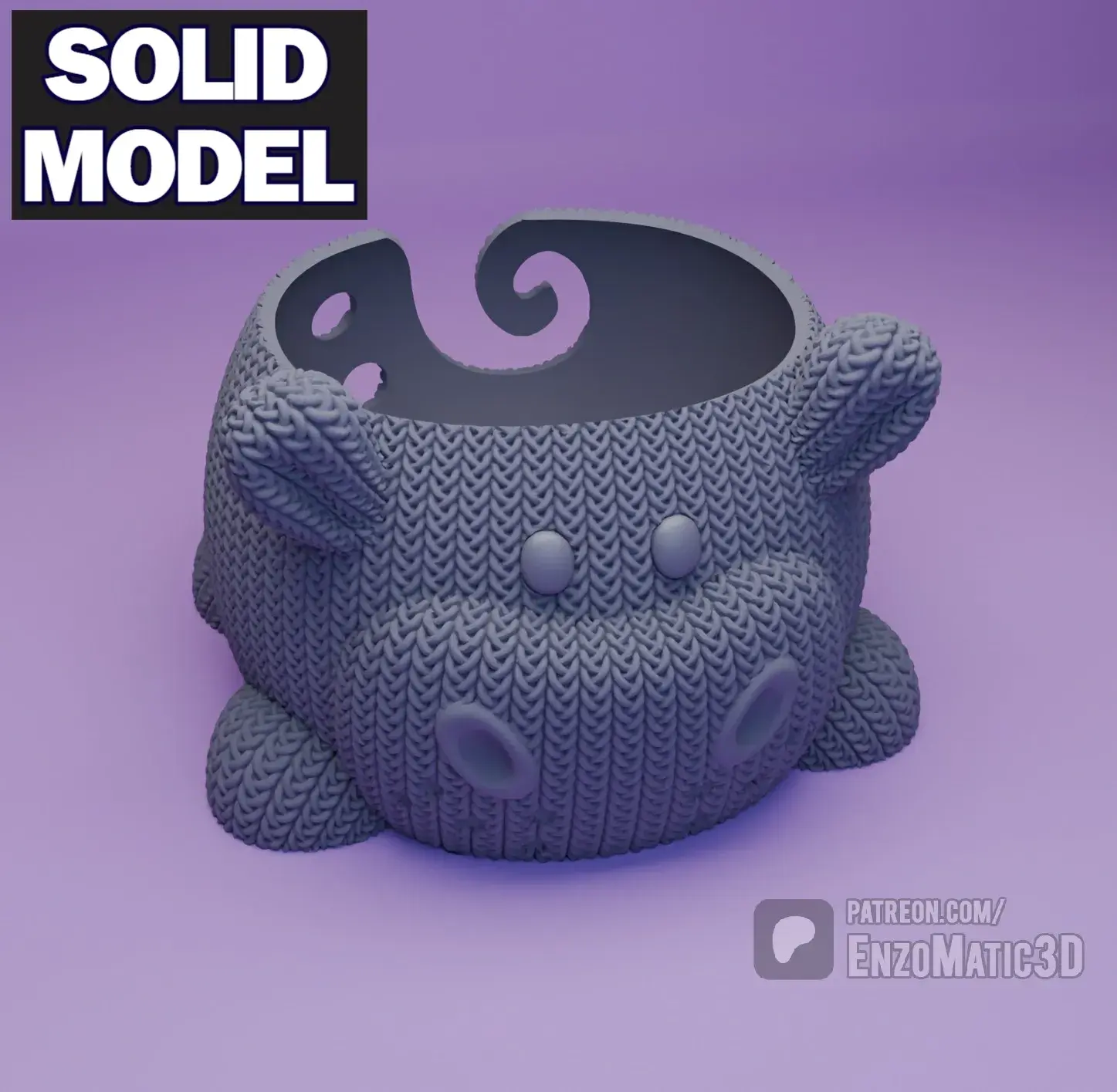 hippo - Crochet Yarn Bowl - 3MF, STL - Multiparts