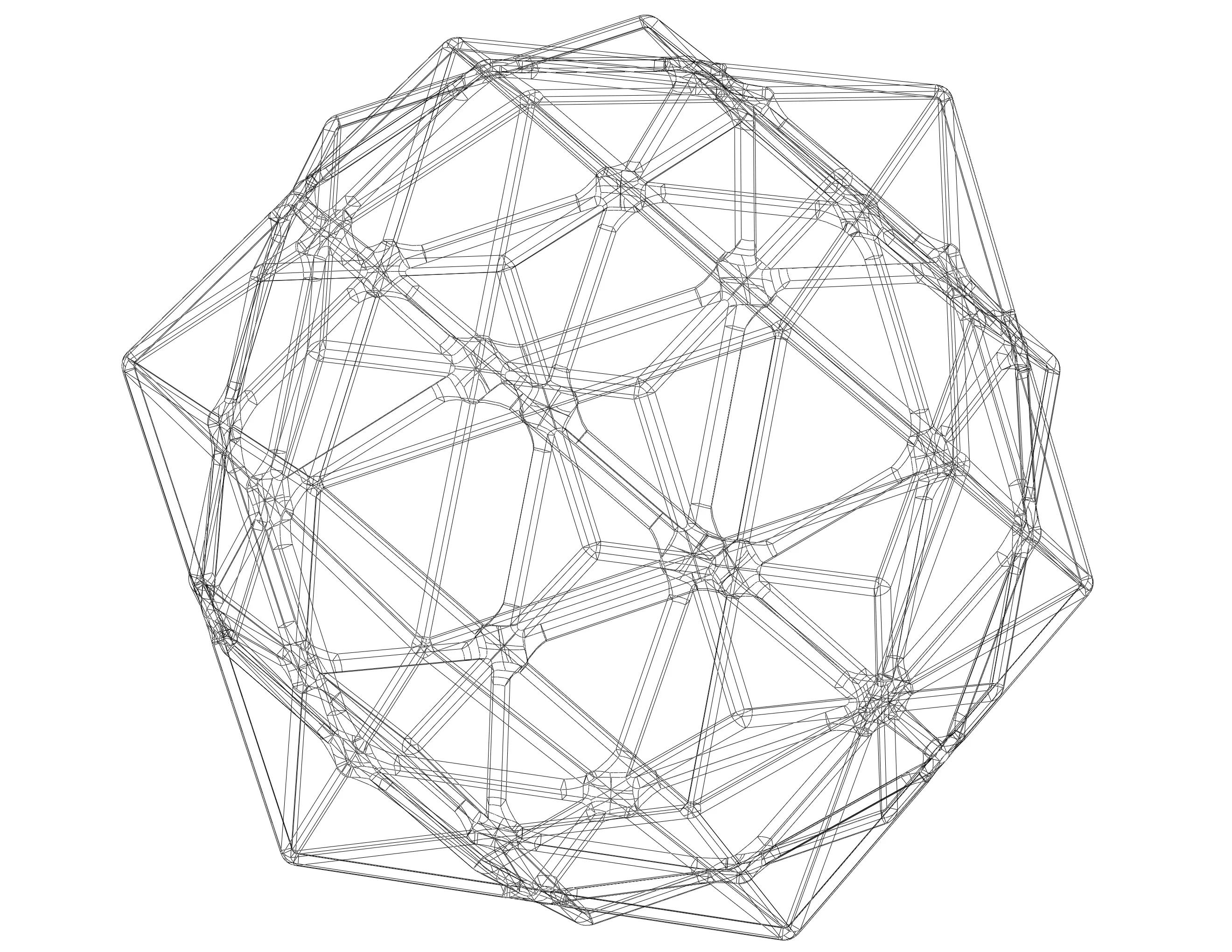 Formă Wireframe Compus din Dodecaedru și Icosaedru