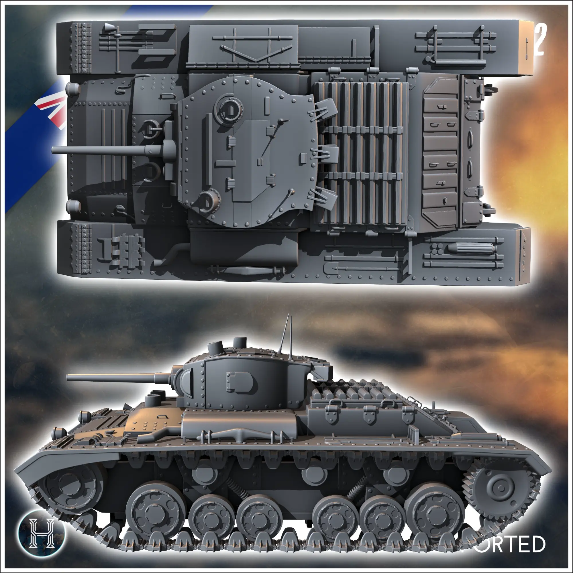 Chars d'infanterie Valentine Mark Mk. VIIA - miniatures ww2 vehicules