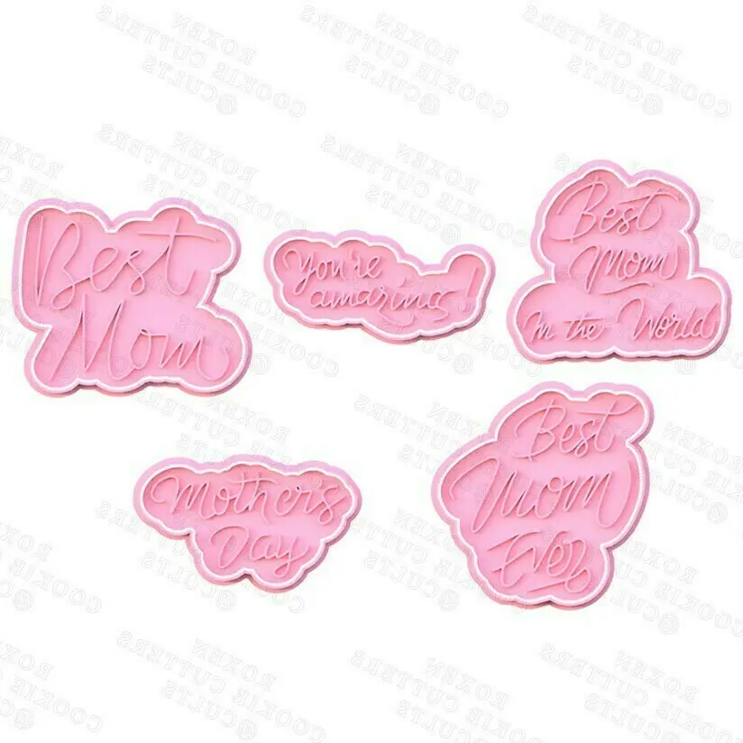 Mothers day lettering cookie cutter set of 5